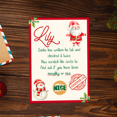 Santa & Snowman Nice List Scratchcard (Personalised)