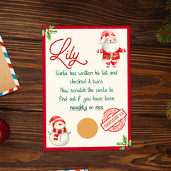 Santa & Snowman Nice List Scratchcard (Personalised)