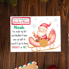Santa & Sleigh Nice List Scratch Card (Personalised)