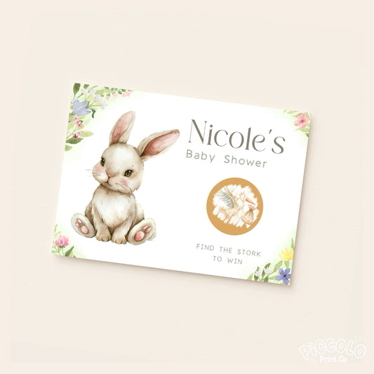 Baby Shower Scratch Cards (Personalised) - Bunny With Spring Florals