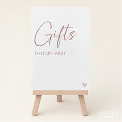 Baby Shower Gift Table Sign (Personalised) - Simple Dusty Pink