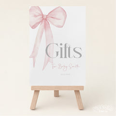 Baby Shower Gift Table Sign (Personalised) - Pink Bow