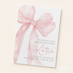 Baby Shower Invitations (Personalised) - Pink Bow