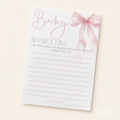 Baby Shower Baby Bucket List (Personalised) - Pink Bow