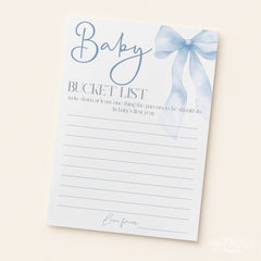 Baby Shower Baby Bucket List (Personalised) - Blue Bow