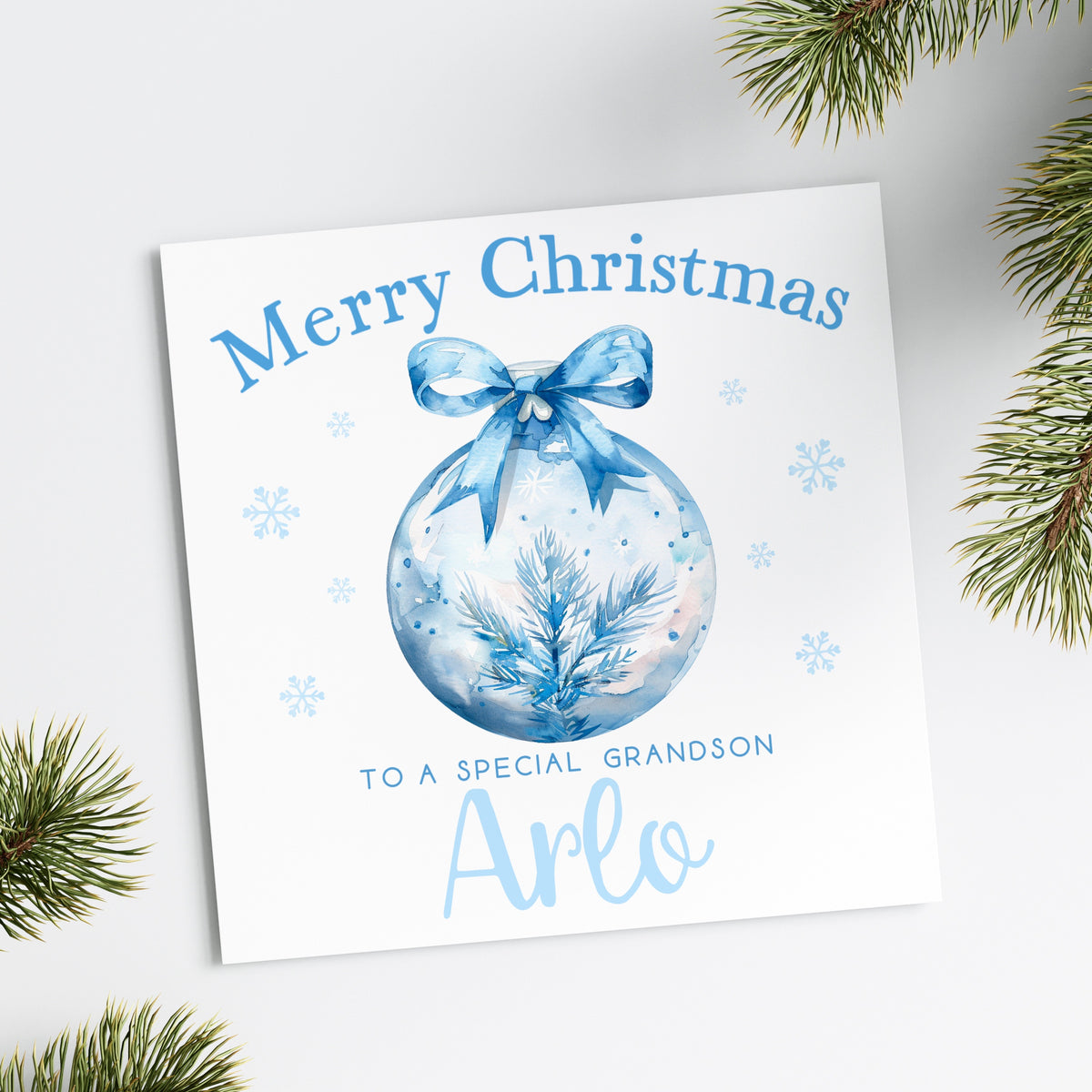 Blue Bauble Christmas Card (Personalised)