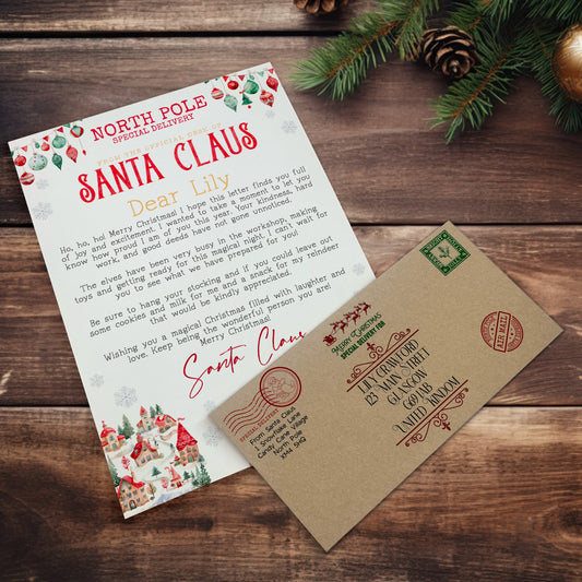 Merry & Bright Santa Letter & Envelope (Personalised)