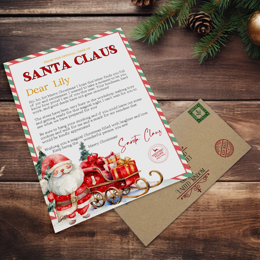 Jolly Santa Letter & Envelope (Personalised)