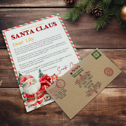 Jolly Santa Letter & Envelope (Personalised)