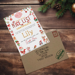 Merry & Bright Santa’s Nice List Certificate & Envelope (Personalised)