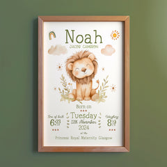 Little Lion Birth Details Print (Personalised)