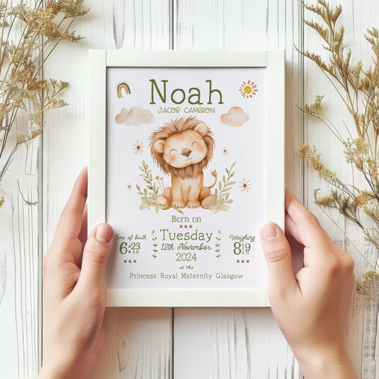 Little Lion Birth Details Print (Personalised)