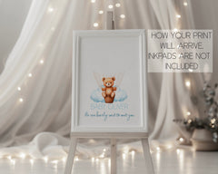 Baby Shower Thumbprint Guestbook (Personalised) - Teddy In Hot Air Balloon Blue
