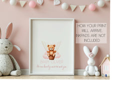 Baby Shower Thumbprint Guestbook (Personalised) - Teddy In Hot Air Balloon Pink