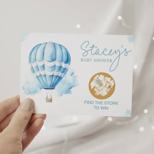 Baby Shower Scratch Cards (Personalised) - Hot Air Balloon Blue