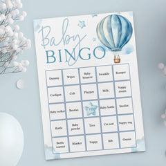 Baby Bingo Baby Shower Game - Hot Air Balloon Blue