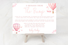 Message From Bump Baby Shower Sign (Personalised) - Hot Air Balloon Pink
