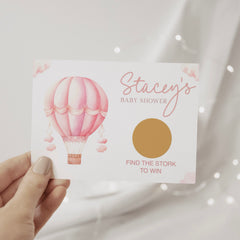 Baby Shower Scratch Cards (Personalised) - Hot Air Balloon Pink