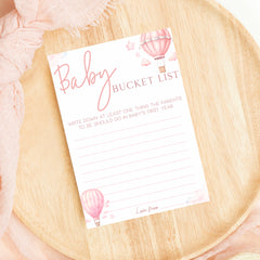 Baby Shower Baby Bucket List (Personalised) - Hot Air Balloon Pink