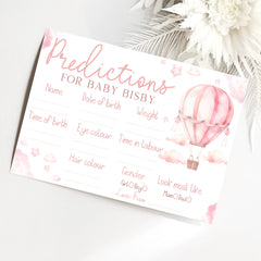 Baby Shower Prediction Cards (Personalised) - Hot Air Balloon Pink