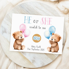 It’s A Boy Gender Reveal Scratch Card (Personalised) - Teddy Bears