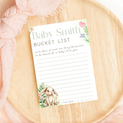 Baby Shower Baby Bucket List (Personalised) - Bunny With Spring Florals