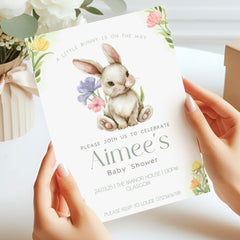 Baby Shower Invitations (Personalised) - Bunny With Spring Florals