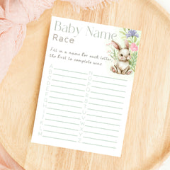 Baby Name Race Baby Shower Game - Bunny With Spring Florals