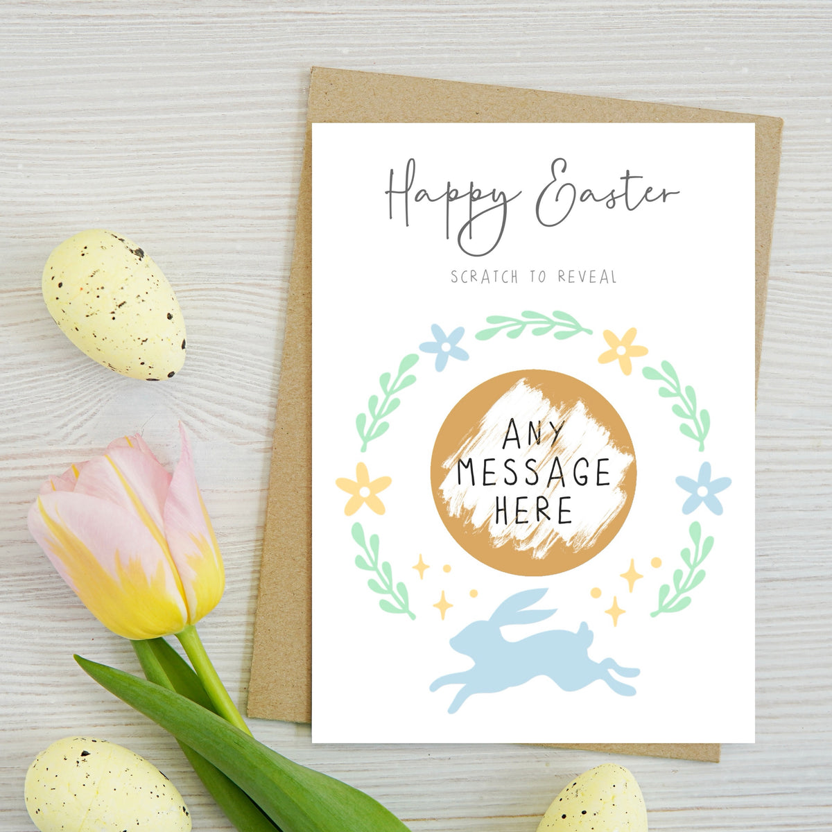 Blue Easter Bunny Scratch Card (Personalised)
