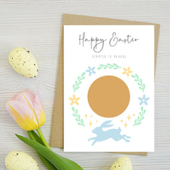 Blue Easter Bunny Scratch Card (Personalised)