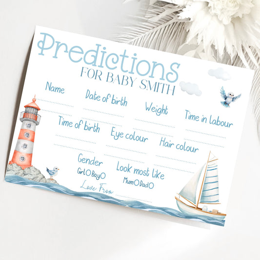 Baby Shower Prediction Cards (Personalised) - Nautical