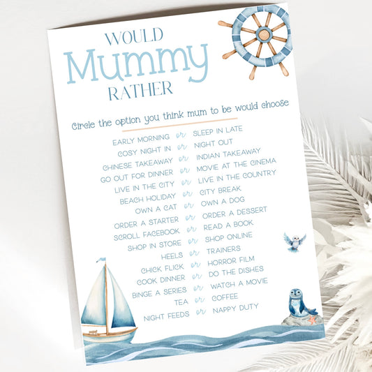 Would Mummy Rather Baby Shower Game (Personalised) - Nautical