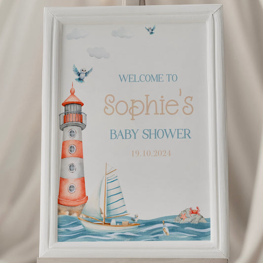 Baby Shower Welcome Sign Print (Personalised) - Nautical