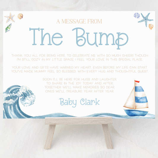 Message From The Bump Baby Shower Sign (Personalised) - Nautical