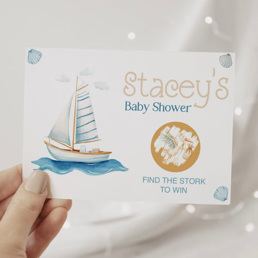 Baby Shower Scratch Cards (Personalised) - Nautical