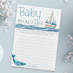 Baby Shower Baby Bucket List (Personalised) - Nautical