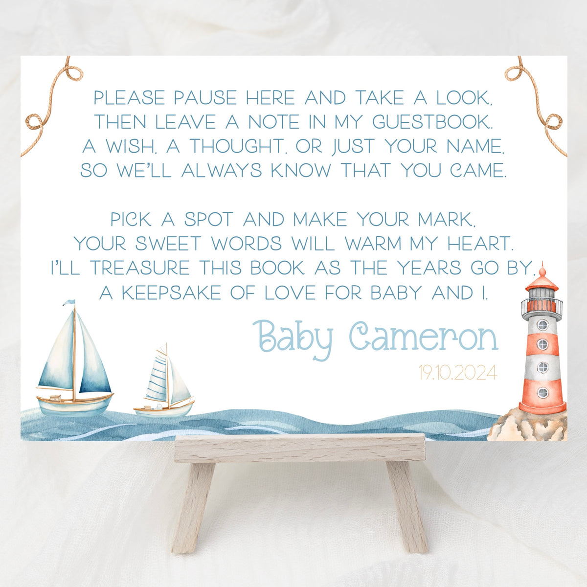 Baby Shower Guest Book Sign (Personalised) - Nautical