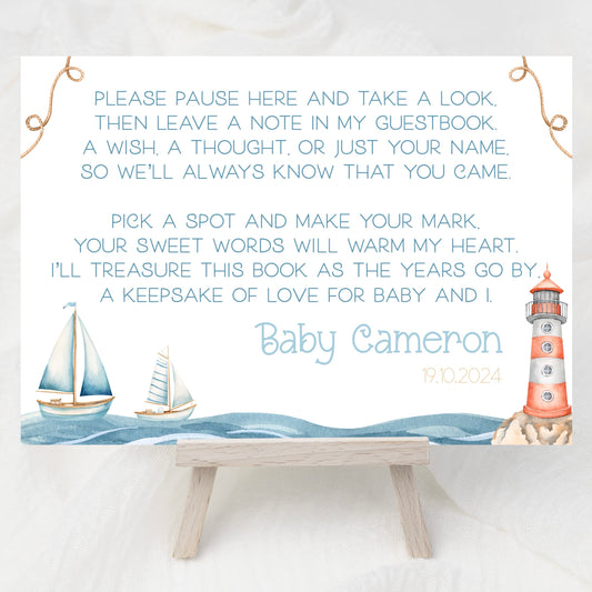Baby Shower Guest Book Sign (Personalised) - Nautical