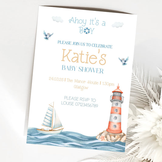 Baby Shower Invitations (Personalised) - Nautical