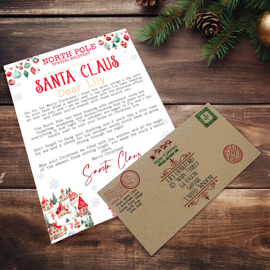 Merry & Bright Santa Letter & Envelope (Personalised)