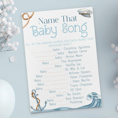Name That Baby Song Baby Shower Game - Nautical