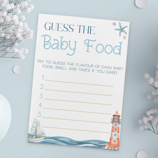 Guess The Baby Food Baby Shower Game - Nautical