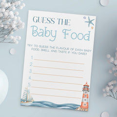 Guess The Baby Food Baby Shower Game - Nautical