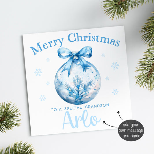 Blue Bauble Christmas Card (Personalised)