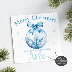 Blue Bauble Christmas Card (Personalised)