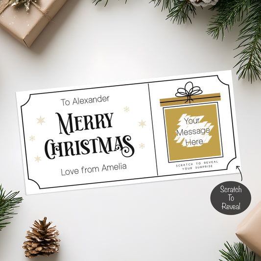 Gold Scratch Off Christmas Present Gift Card (Personalised)