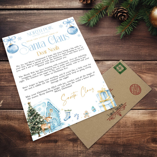 Blue Santa Letter & Envelope (Personalised)