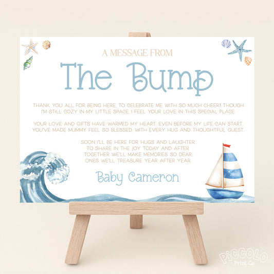 Message From The Bump Baby Shower Sign (Personalised) - Nautical