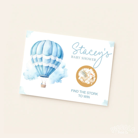 Baby Shower Scratch Cards (Personalised) - Hot Air Balloon Blue