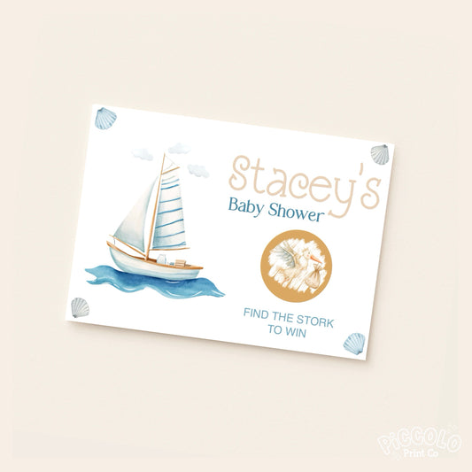 Baby Shower Scratch Cards (Personalised) - Nautical